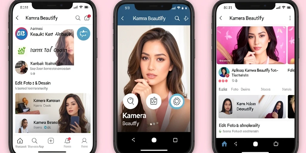 Tampilan antarmuka aplikasi 8ID untuk kamera beautify yang menarik dan mudah digunakan.