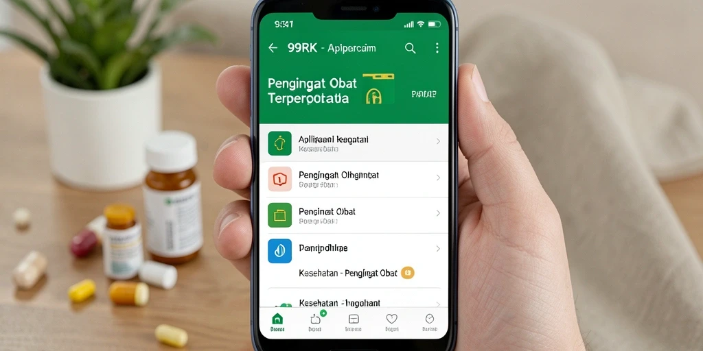 Antarmuka aplikasi 99RK untuk pengingat obat yang efisien.