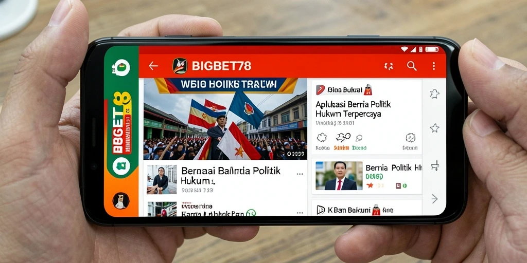 Antarmuka aplikasi BIGBET78 menampilkan berita aktual politik dan hukum.