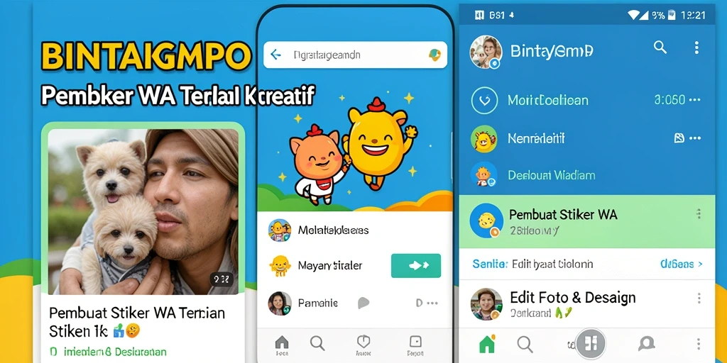 Antarmuka BINTANGMPO dengan berbagai opsi untuk membuat stiker kreatif.