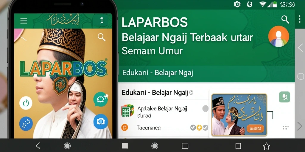 Screenshot LAPARBOS menampilkan antarmuka belajar ngaji yang menarik.