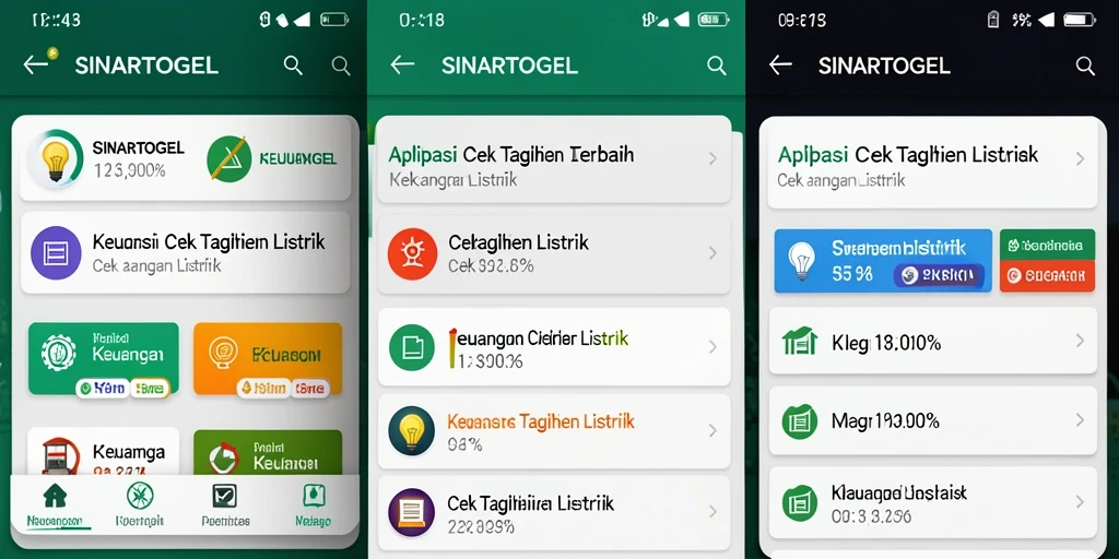 Tampilan antarmuka utama SINARTOGEL untuk cek tagihan listrik.