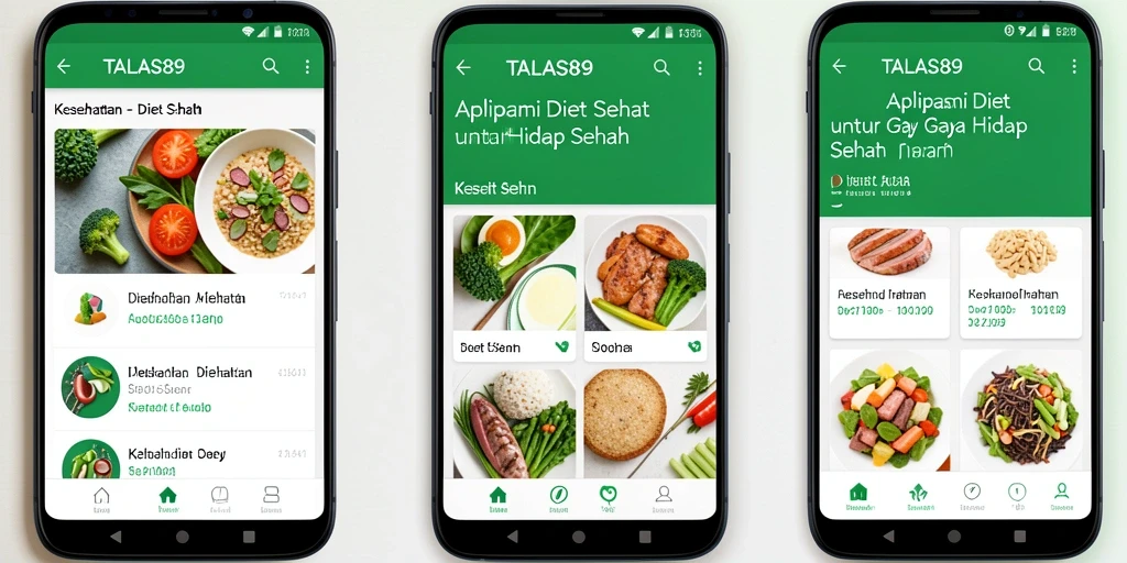 Tampilan antarmuka TALAS89 yang intuitif dan menarik untuk diet sehat.
