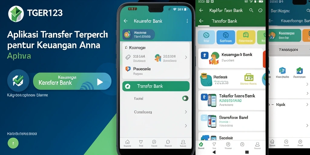 Antarmuka pengguna TGER123 yang sederhana dan modern untuk transaksi transfer bank.